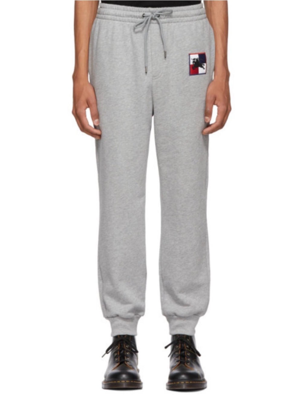 Burberry Gray Logo Patch Drawstring Joggers